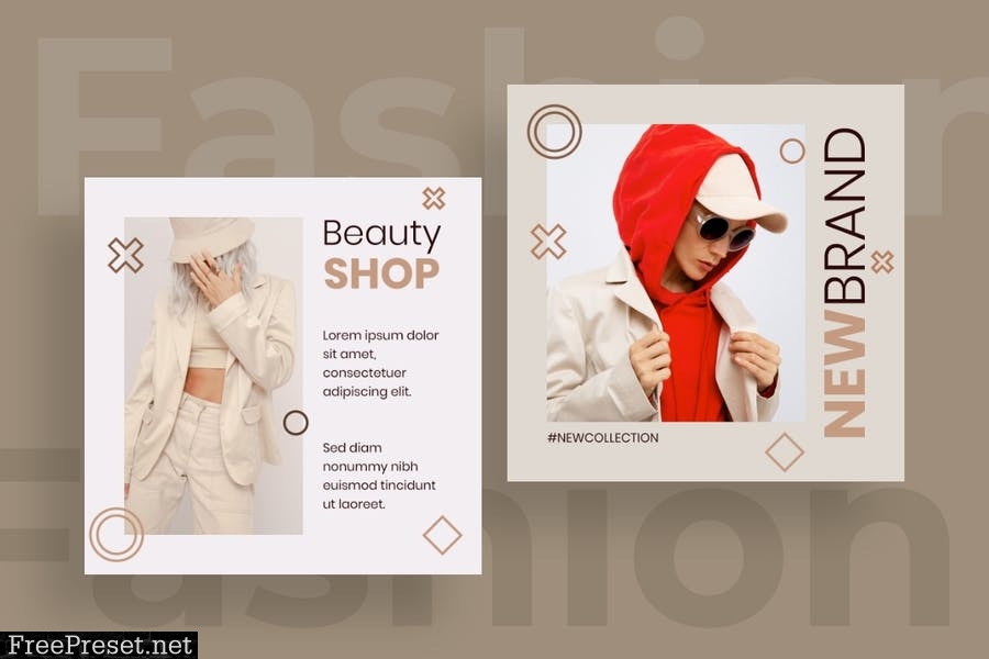 Fashion Instagram posts template kit - 12 4HTQ5HC