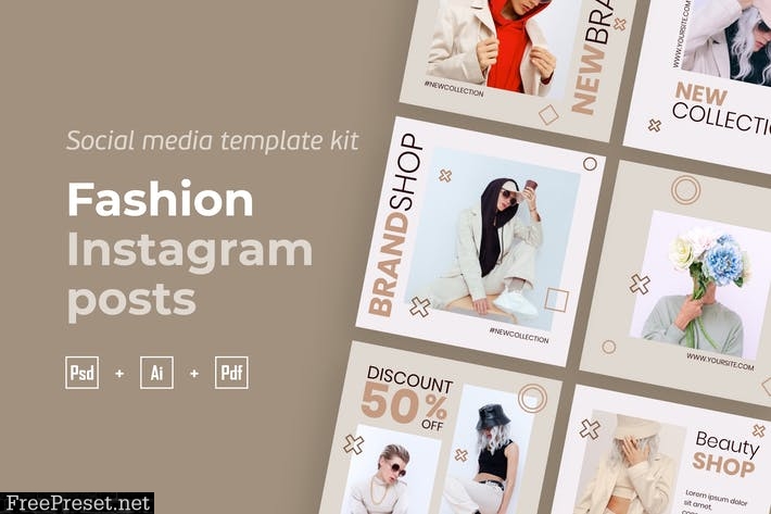 Fashion Instagram posts template kit - 12 4HTQ5HC