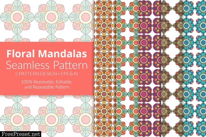 Floral Mandalas Seamless Pattern PHRELGQ