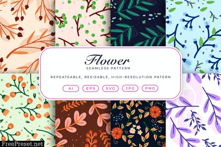 Floral Seamless Pattern Background Elements Pack CFBFRXL