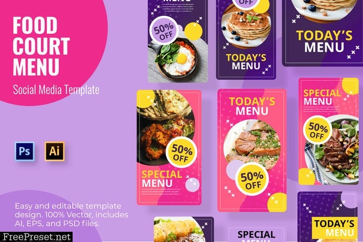 Food Court Social Media Template 6UKCCY6