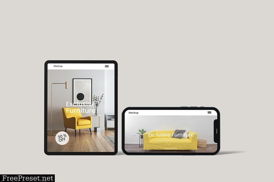 Front View Phone and Tablet Mockup FHMSHTU