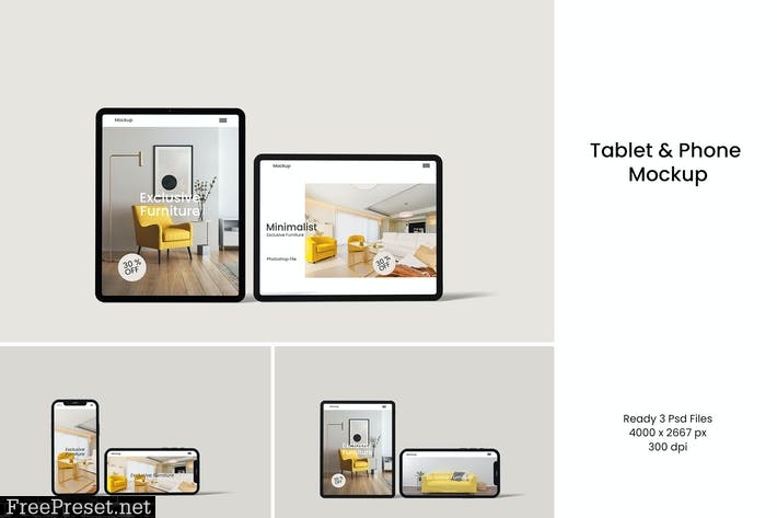 Front View Phone and Tablet Mockup FHMSHTU