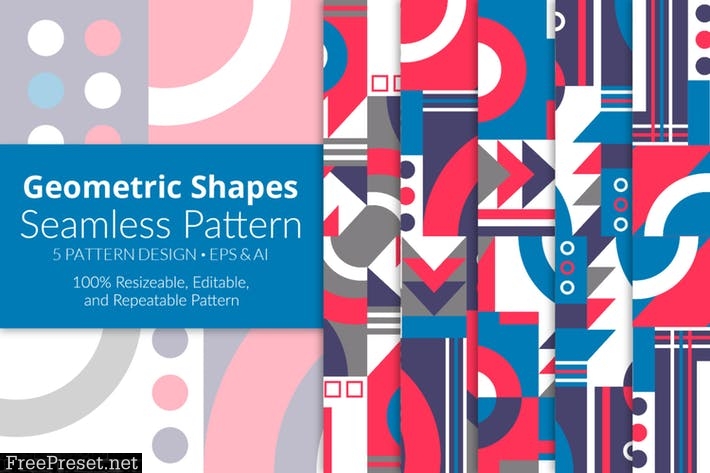 Geometric Shapes Seamless Pattern W7BX4DX