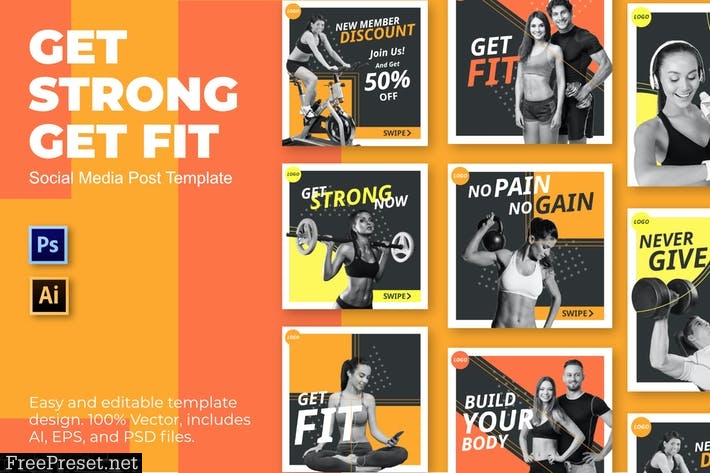 Get Fit Social Media Template 2FC3CP5