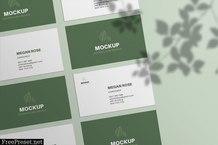 Green Business Card Mockup M9DYA3H