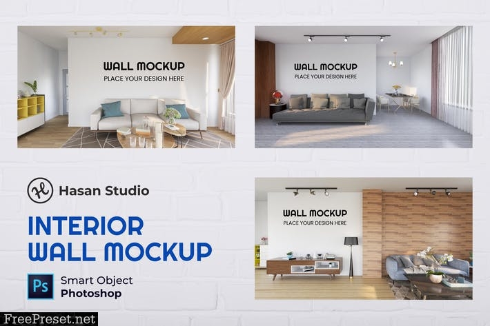 Interior Living Room Wall Mockup - Nuzie REUVFTM