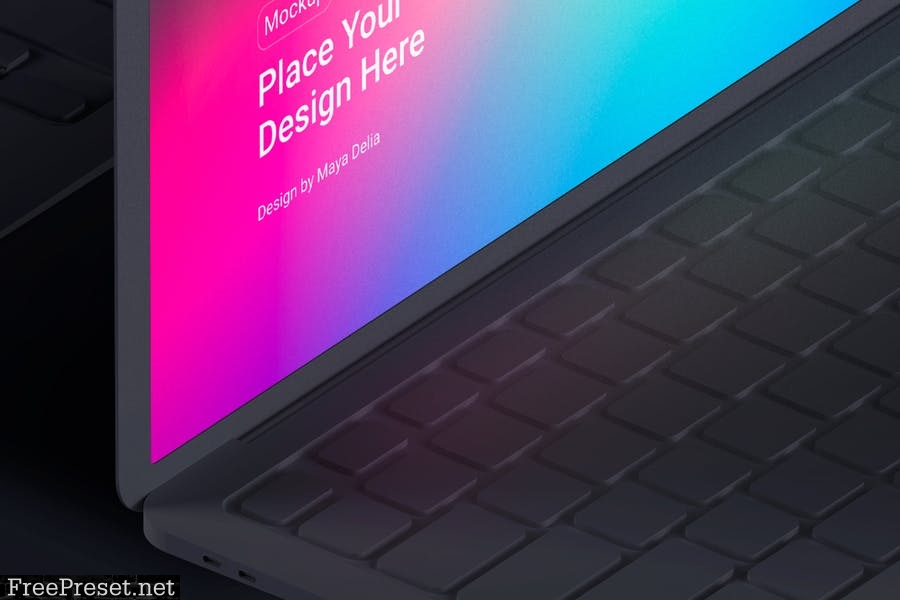 Isometric MacBook Clay Mockup