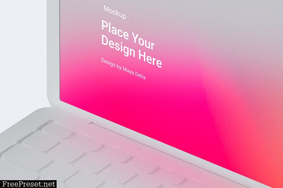 Isometric MacBook Clay Mockup