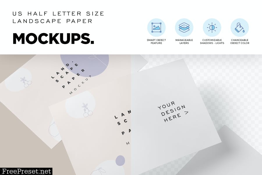 Landscape Half Letter Page Mockups S4DGMT6