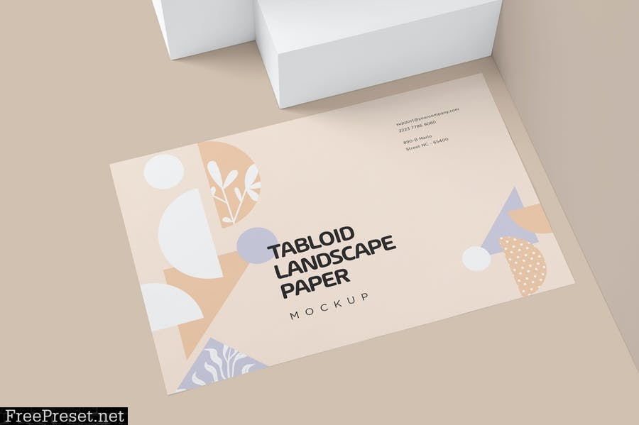 Landscape US Tabloid Paper Mockups CQTX9CC