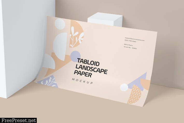 Landscape US Tabloid Paper Mockups CQTX9CC