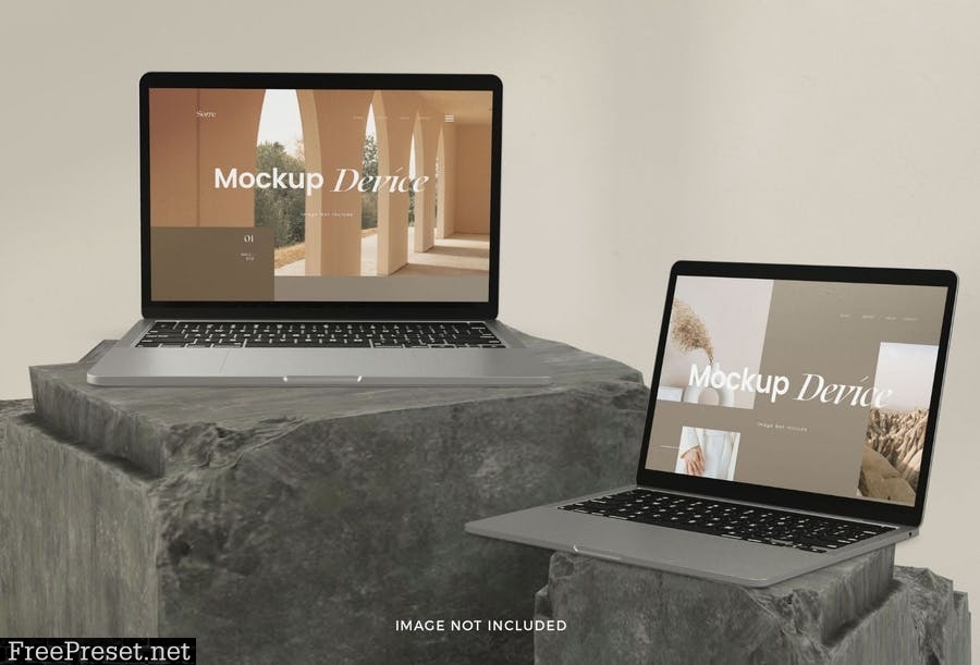 Laptop Mockup Realistic Device Scandinavian Style ZHYJBQP