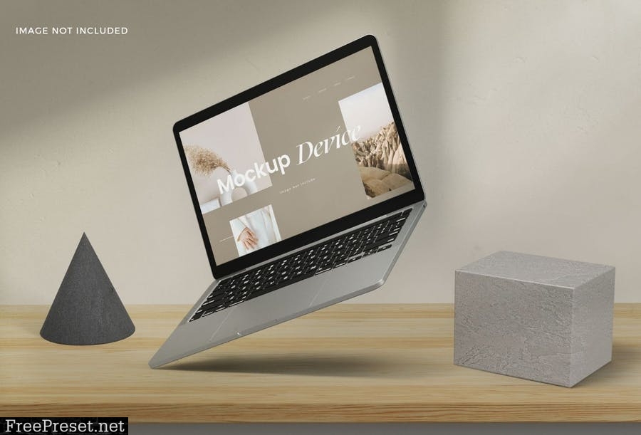 Laptop Mockup Realistic Device Scandinavian Style ZHYJBQP