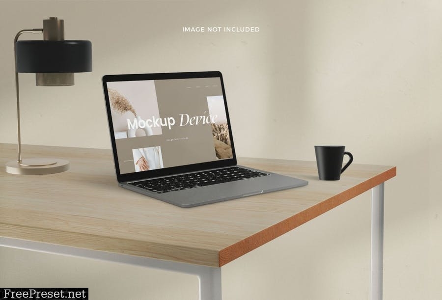 Laptop Mockup Realistic Device Scandinavian Style ZHYJBQP