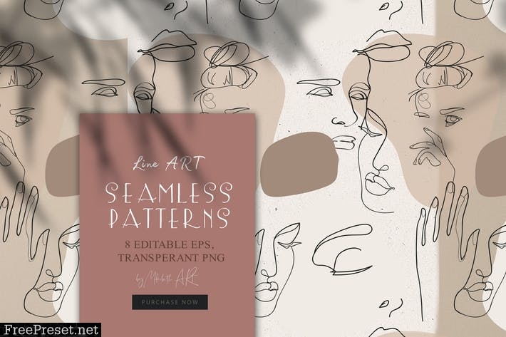 Line Art seamless patterns H9WYXJZ