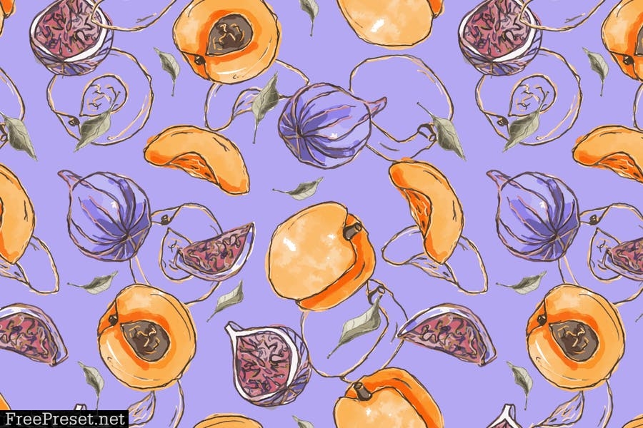 Loury – Watercolor Fruit Vector Seamless Pattern VKDPEK4