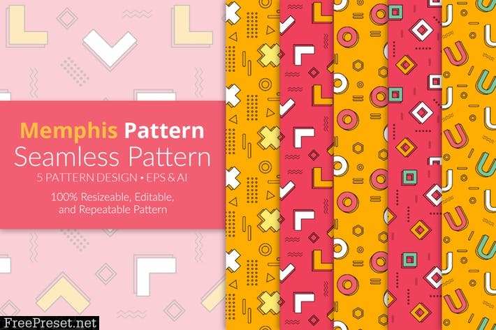 Memphis Seamless Pattern KTEJ36Y