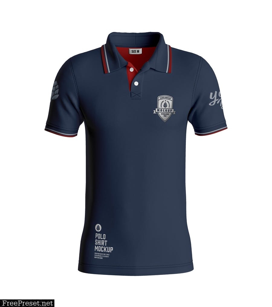 Men's Short Sleeve Polo Shirt Mockup. Front Side 4DNH2NC