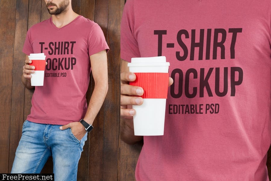 Multicolor T-shirt Mockup Set EB89WA5