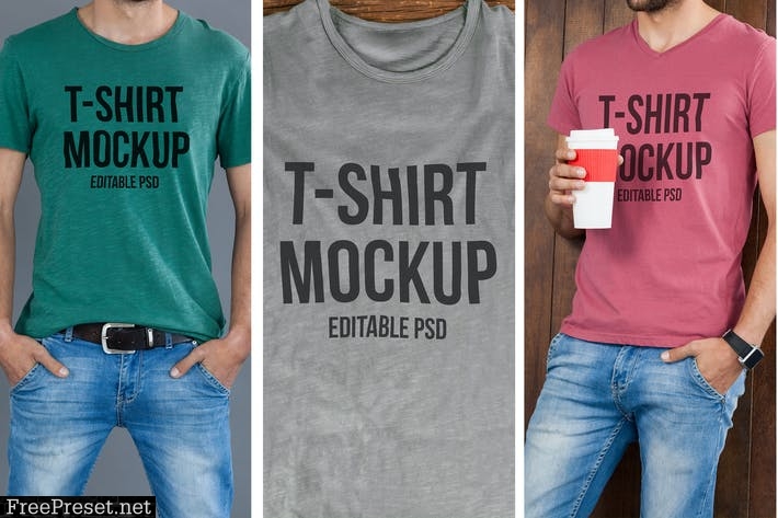 Multicolor T-shirt Mockup Set EB89WA5