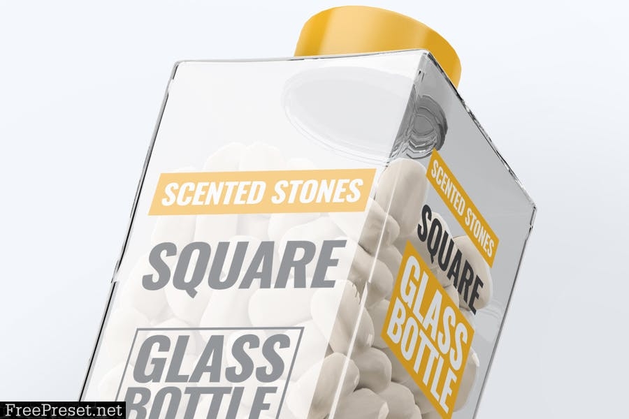 Scented Stones Square Glass Bottle Mock-Up NVSXHPR