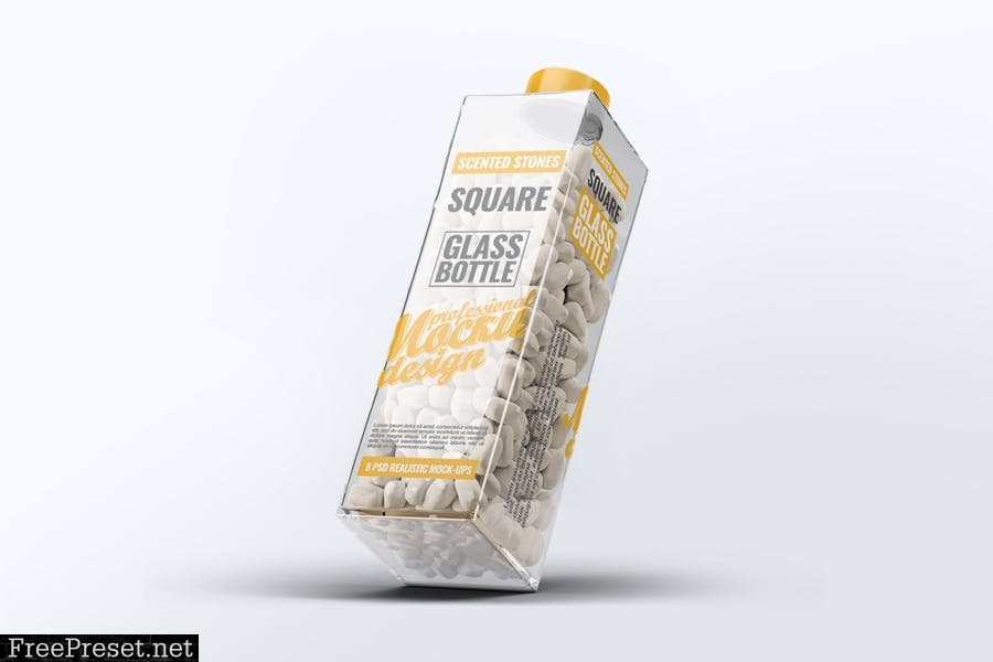 Scented Stones Square Glass Bottle Mock-Up NVSXHPR