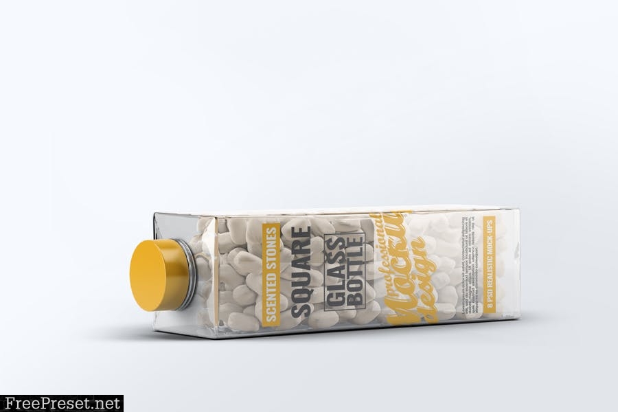 Scented Stones Square Glass Bottle Mock-Up NVSXHPR