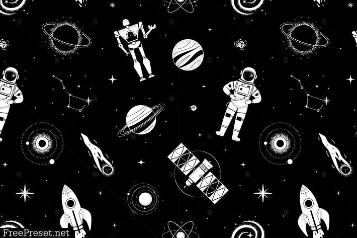 Space Exploration - Flat Design Style Pattern 9UPETXM