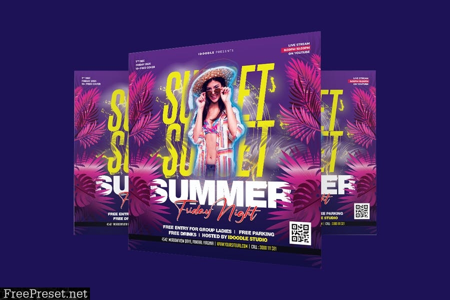 Summer Night Square Flyer and Socials Media VLD9VAX
