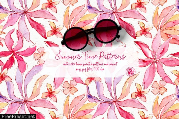 Summer Time Watercolor Patterns Set 7WRQL9A