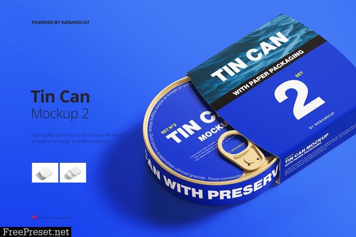 Tin Can Mockup with Paper Packaging BU5TE8D