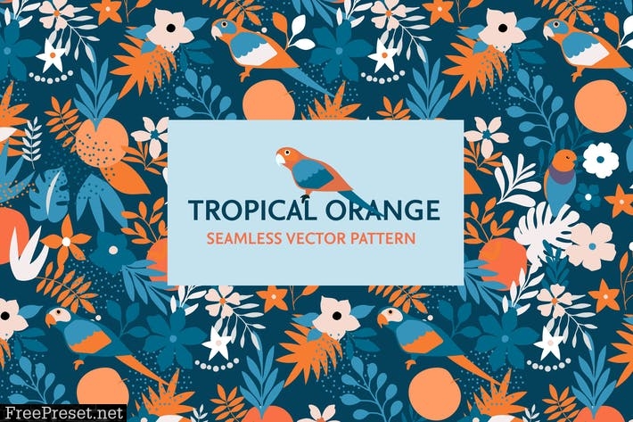 Tropical Orange Seamless Vector Pattern ABXUVN2