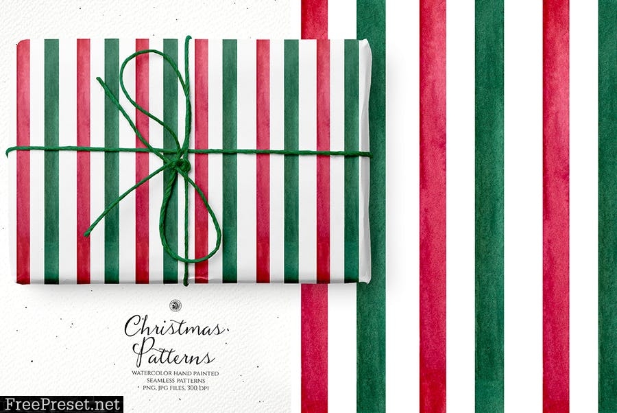 Watercolor Christmas Patterns Set RN4Q8UV