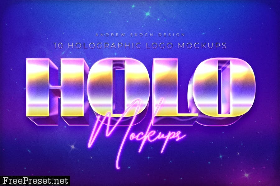 10 Holographic Logo Mockups CF8TNWQ