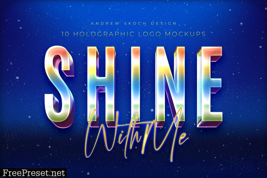 10 Holographic Logo Mockups CF8TNWQ