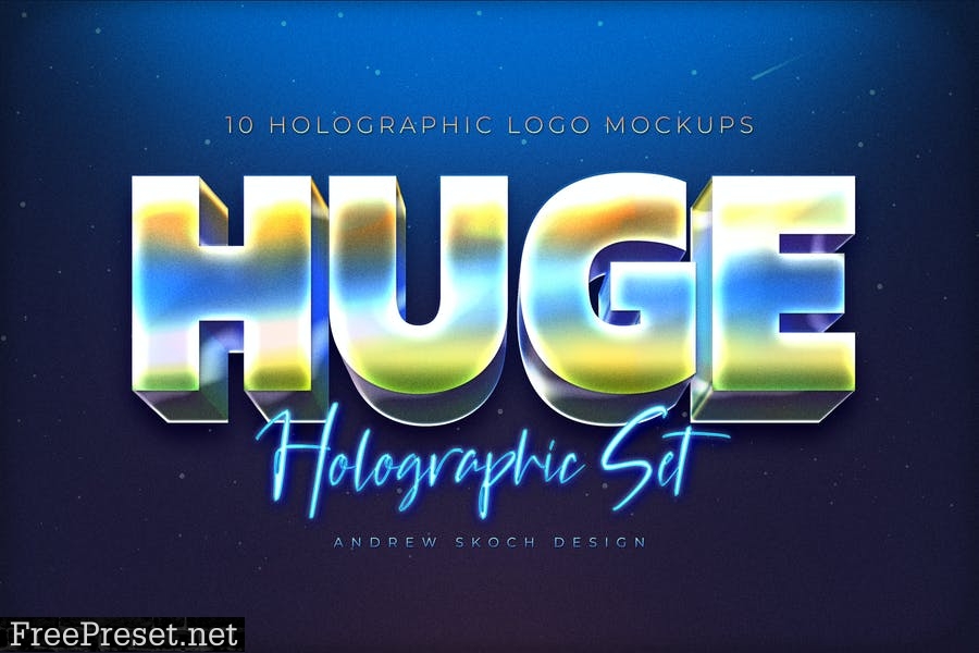 10 Holographic Logo Mockups CF8TNWQ