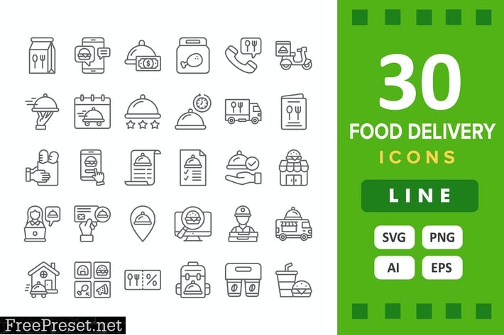 30 Food Delivery Icons - Line UFPDLL5