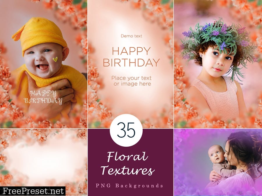 35 Floral Texture Background Overlays VSAUD55