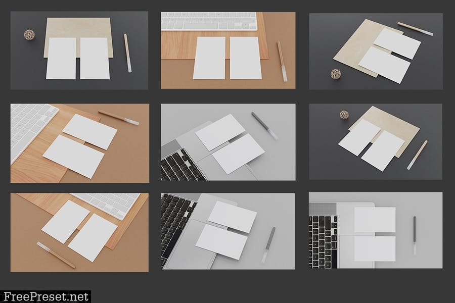 9 Perspective Business Card Mockup Pack 14