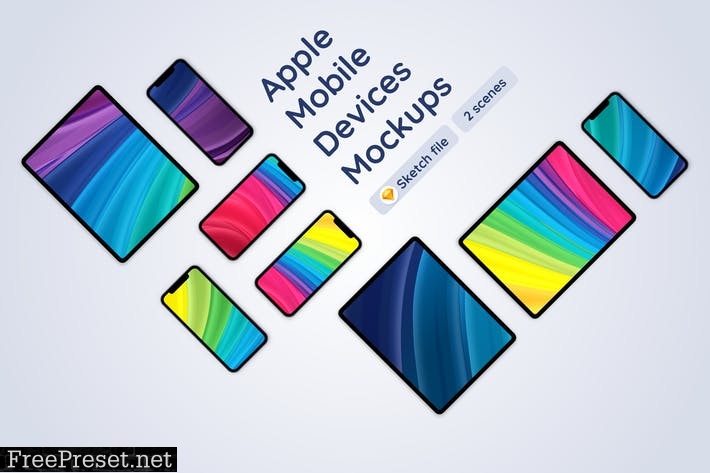 Apple iPads and iPhones 2 Mockups PNSHUC5