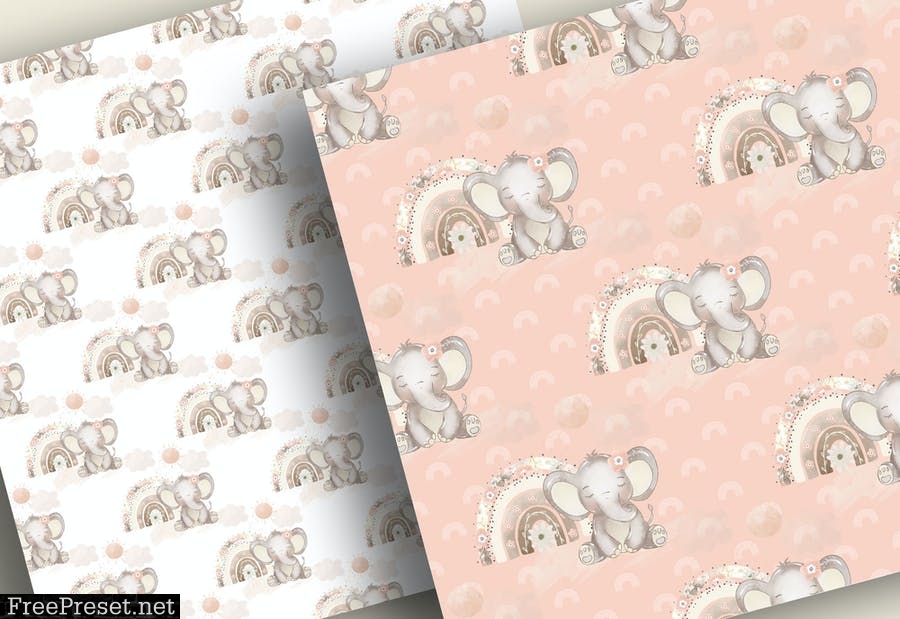Baby Elephant digital paper pack STNY7P7