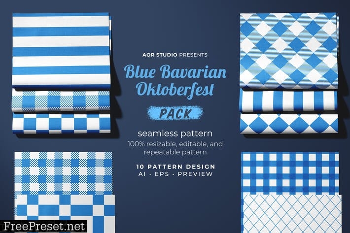 Blue Bavarian Oktoberfest - Seamless Pattern