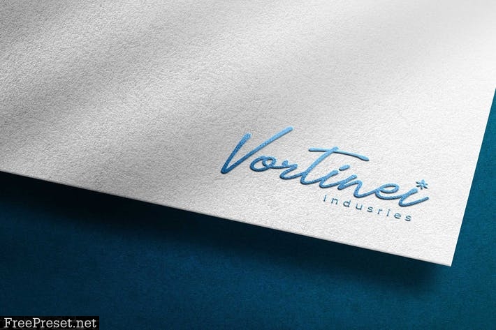 Blue Foil Embossed in Paper - Mockup logo 5CFPF8H