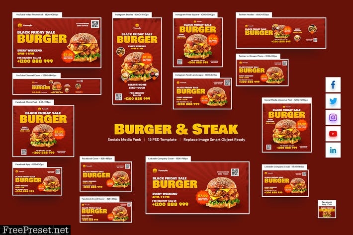 Burger and Steak Social Pack G7RQ6QV