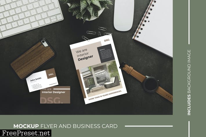 Business Card and Flyer – Brochure – Mockup BT9RVY4