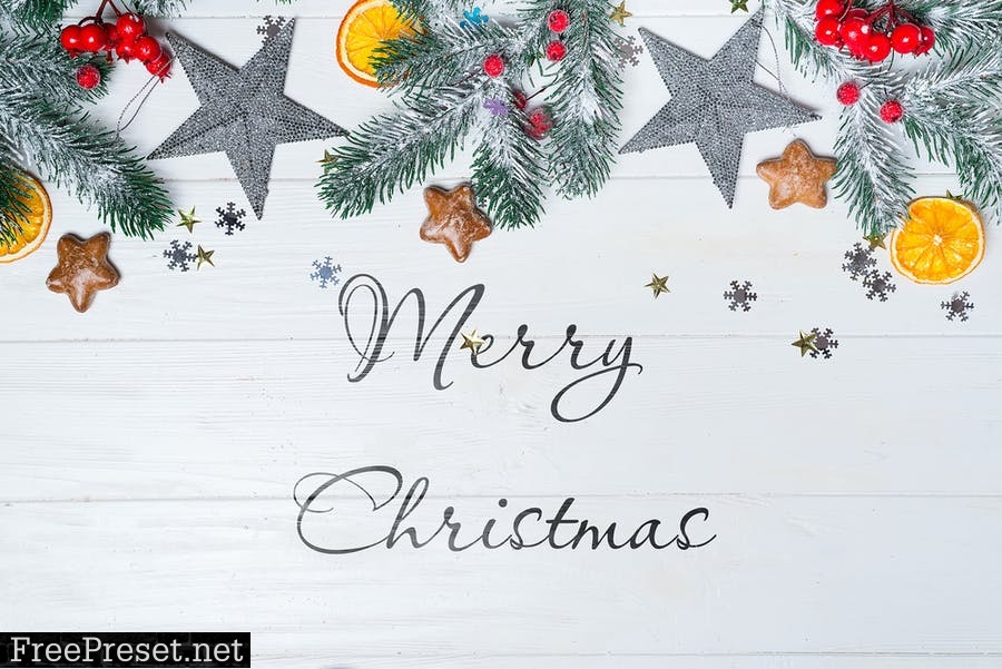 Christmas background mockup on wooden ZXU649U