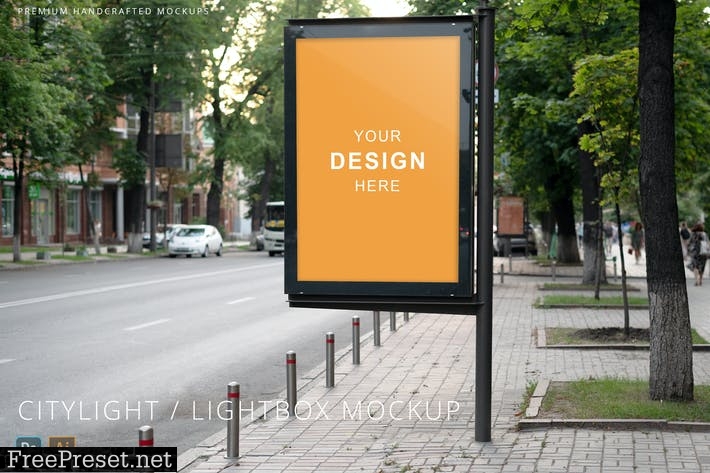 Citylight / Lightbox Poster on Street Photo Mockup T2534QB