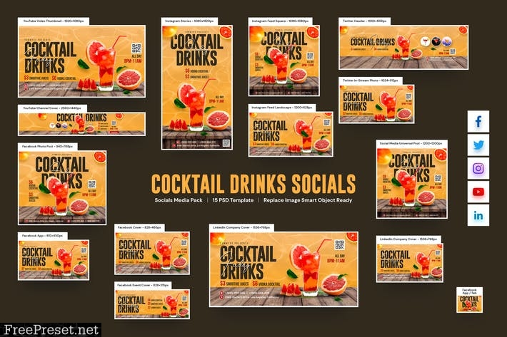 Cocktail Drink Social Pack UKLCXZY