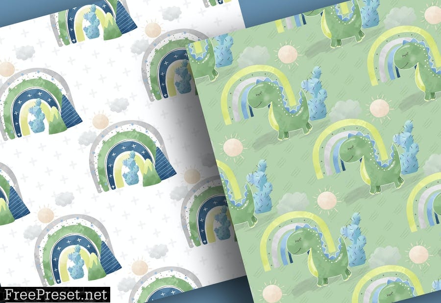 Dino Baby Boy digital paper pack HFEAL2F